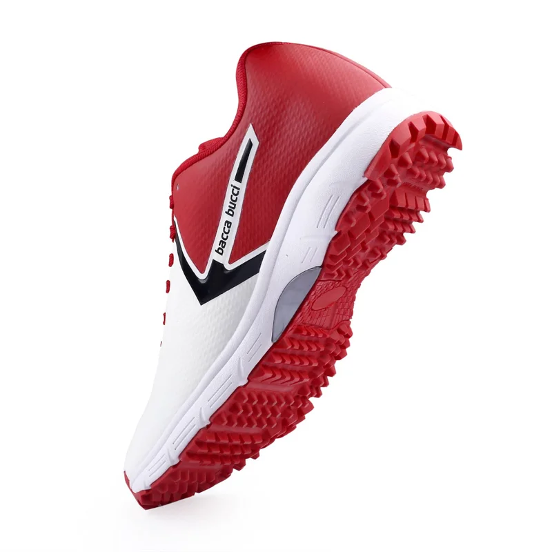 Bacca Bucci White Red Centurion Glide Dynamic FlexFit Elite Cricket Shoes for Men | Best Price UAE